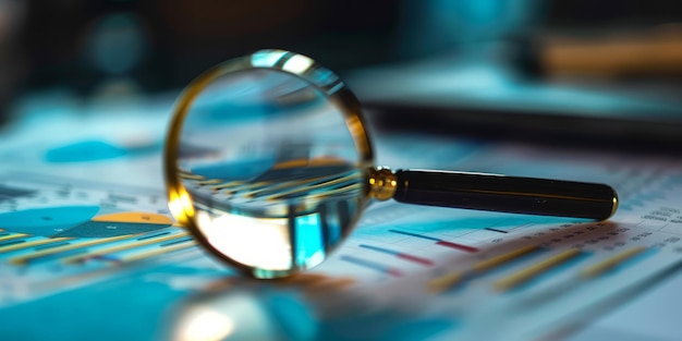 Magnificación en el escritorio herramienta de negocio para la investigación y análisis de mercado control de negocios sobre cotizaciones y acciones investigación de mercado comerciante