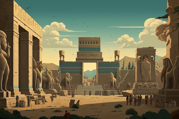 Magnificência de Persépolis Corte do rei Dario em meio à grandeza persa