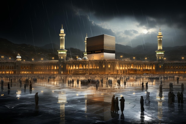 La magnificencia de la Kaaba contra la IA generativa de la espalda