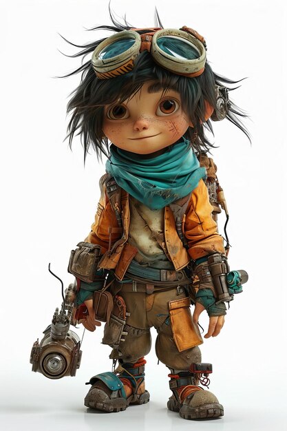 Magnificent Post Apocalyptic Scavenger aislado sobre un fondo blanco