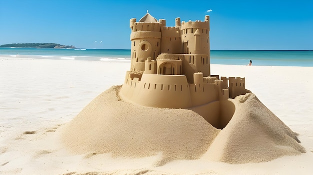 Foto un magnífico castillo de arena en la playa