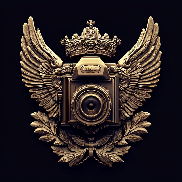 Foto un magnífico emblema en 3d para la unión de fotógrafos.