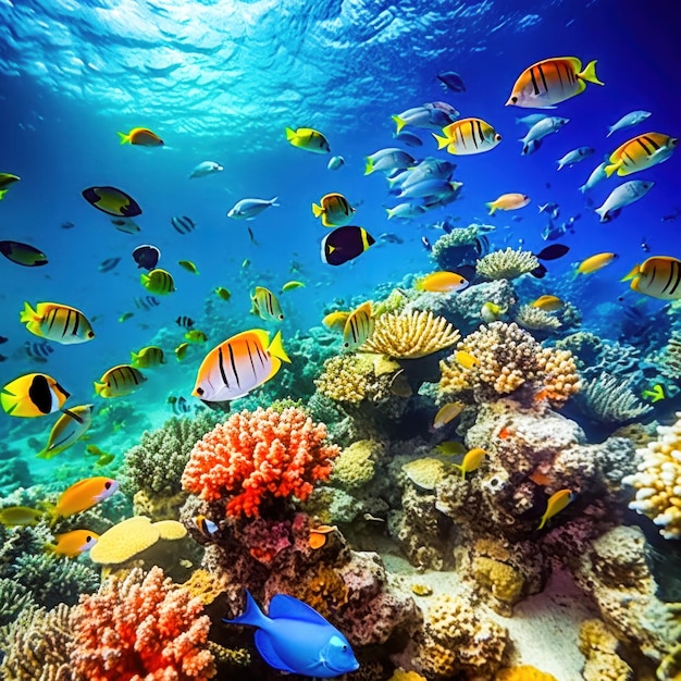 Magnífico mundo subaquático do oceano tropical
