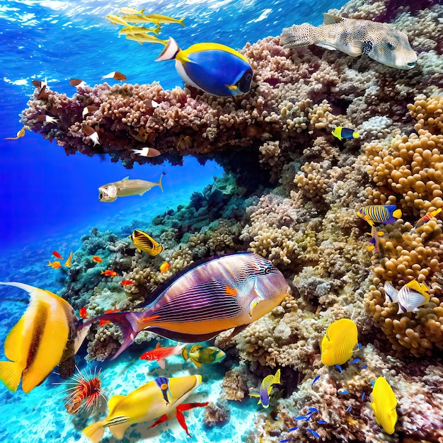 Magnífico mundo submarino del océano tropical