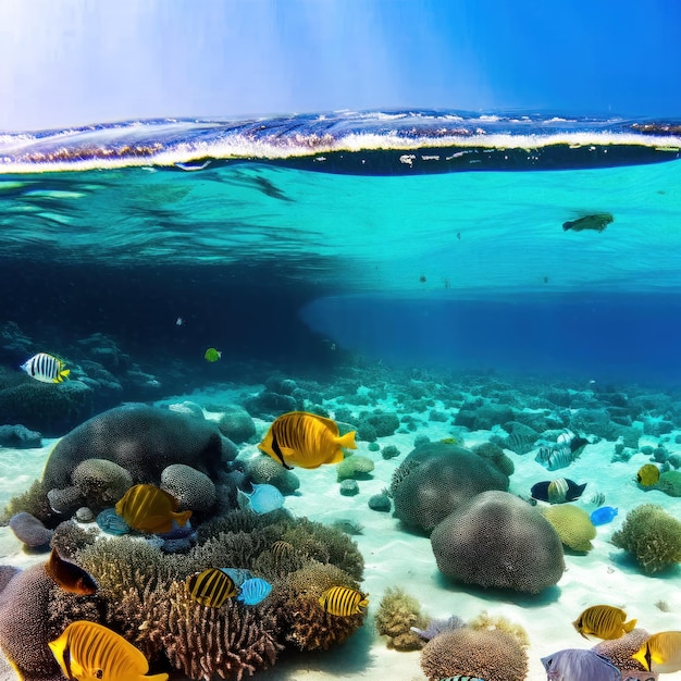 Magnífico mundo submarino del océano tropical