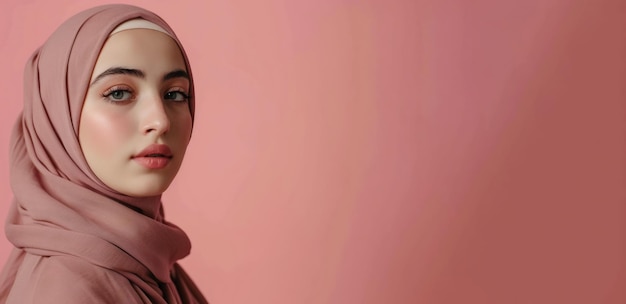 un magnífico musulmán persa que usa un hijab con una expresión positiva