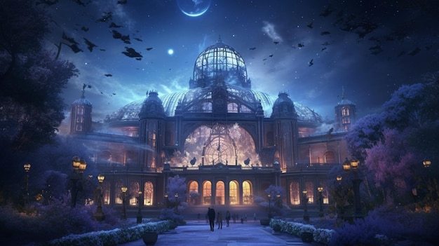 Foto el magnífico palacio de cristal cg renderizado por la ia europea generativa