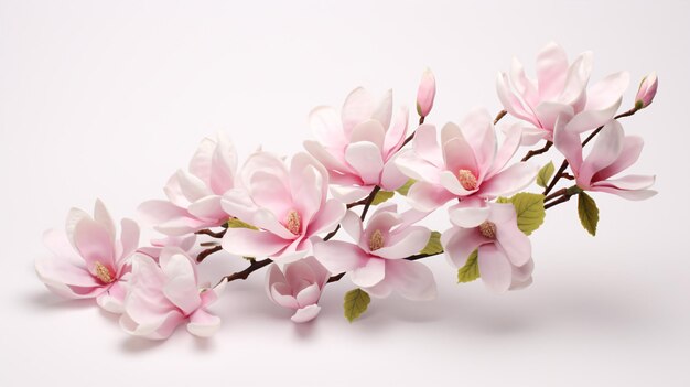 Un magnífico ramo de magnolia aislado contra un telón de fondo blanco