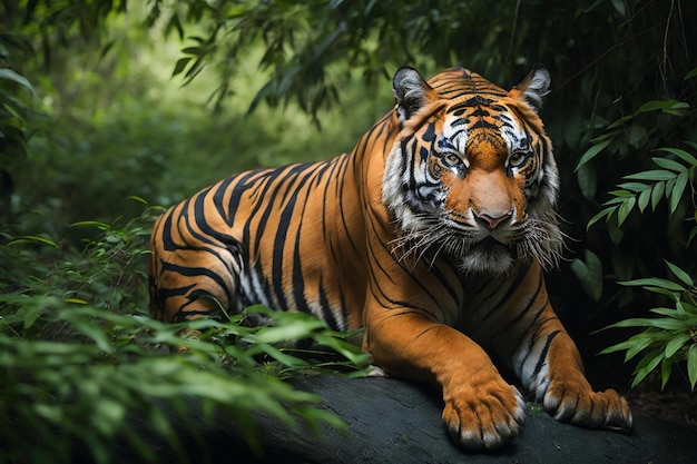 Un magnífico tigre de Bengala en su hábitat natural.