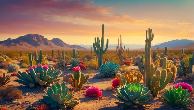 Foto magníficos cactus y suculentas en la naturaleza