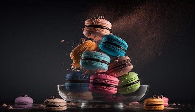 Magníficos macarons con colores llamativos.