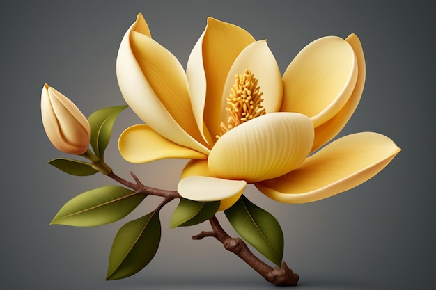 Magnolia amarilla realista Hermosa flor de primavera IA generativa