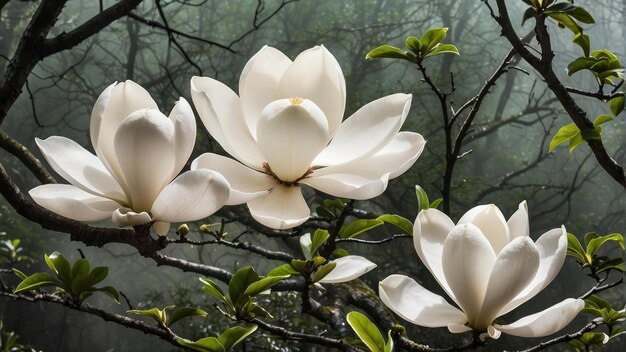 Magnolia-Bäume in voller Blüte