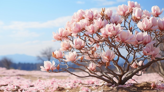 La magnolia florece en abril con tonos de rosa y blanco GENERAR IA