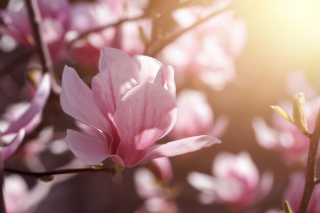 Foto magnólia rosa em flor