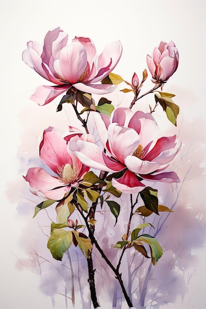 Magnolien-Aquarellmalerei