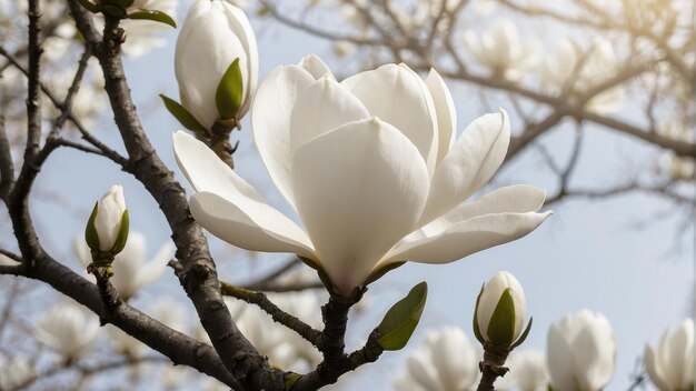 Foto magnolienbäume in voller blüte