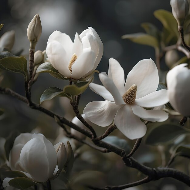 Foto magnolienblüte im parkgeneriert von ki