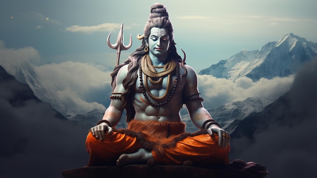 Maha Happy Shivaratri hinduistische Religion Illustration Bild Ai erzeugte Kunst