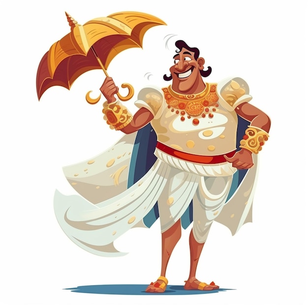 Foto mahabali kerala rey sonriente actitud real paraguas en mano