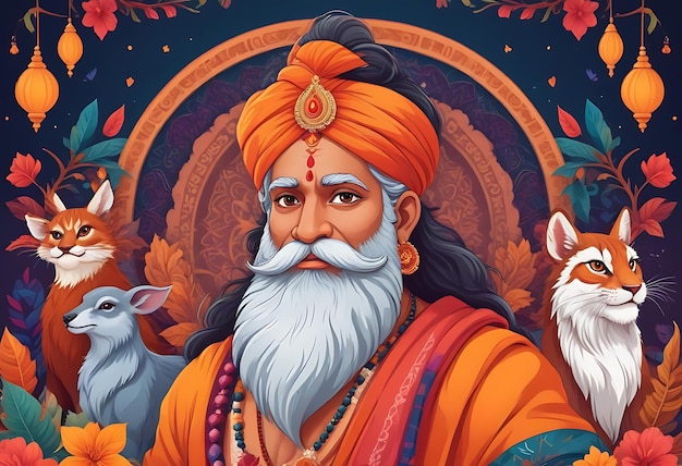 Foto maharishi valmiki jayanti flache illustration