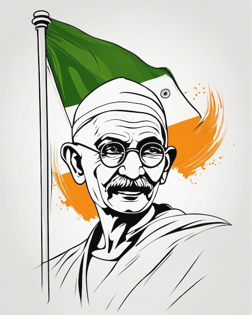 Foto mahatma gandhi ilustración del arte concepto de bandera india