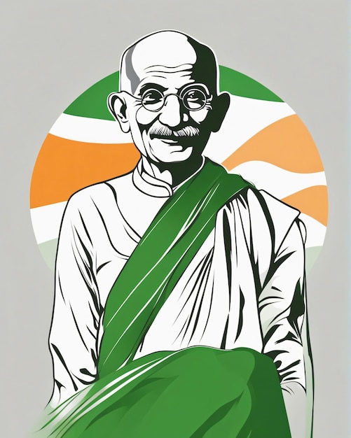 Foto mahatma gandhi ilustración del arte concepto de bandera india