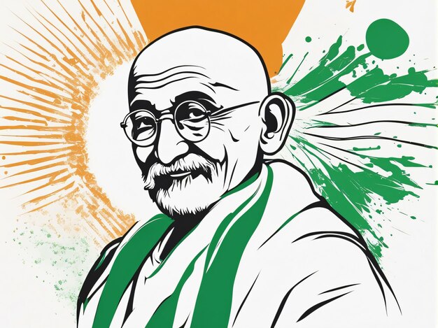 Foto mahatma gandhi ilustración del arte concepto de bandera india