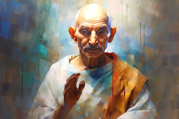 Mahatma Gandhi indischer Freiheitskämpfer 2. Oktober Illustrationsmalerei