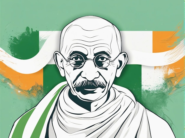 Foto mahatma gandhi kunstillustration indisches flaggenkonzept