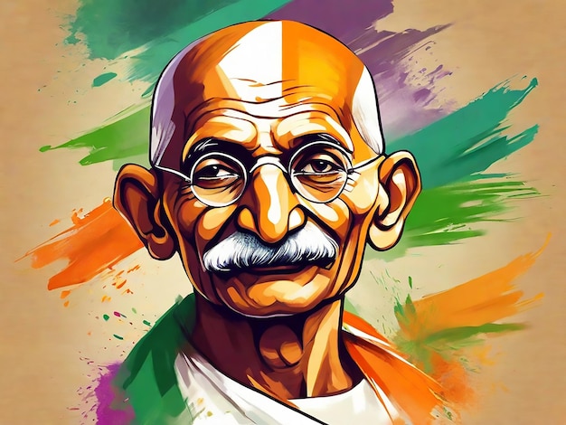 Mahatma Gandhi Luchador por la libertad indio Feliz día de Gandhi 2 de octubre Retrato de Mahatma Gandhi de un color