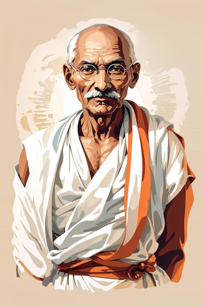 Mahatma Gandhi Porträt Vektorkunst Illustration