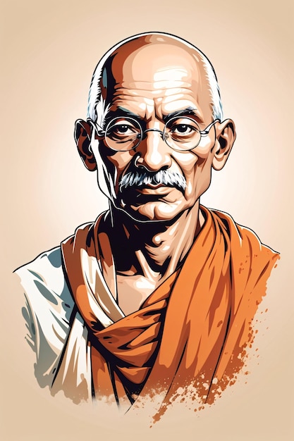 Mahatma Gandhi Porträt Vektorkunst Illustration