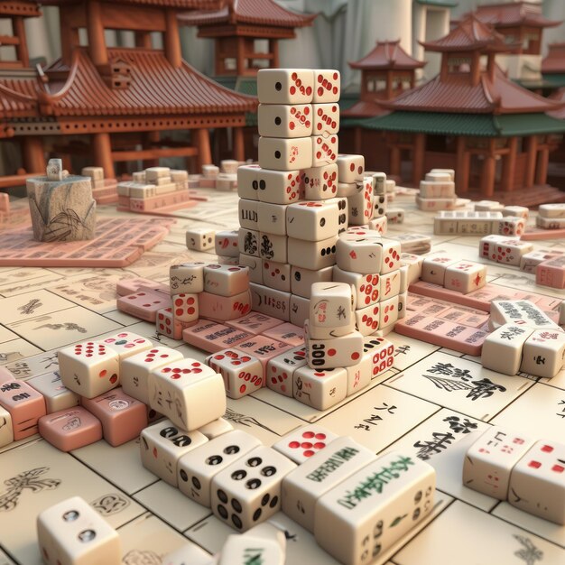 Foto mahjong 3d-cartoon erobert die welt mit aufregenden siegen