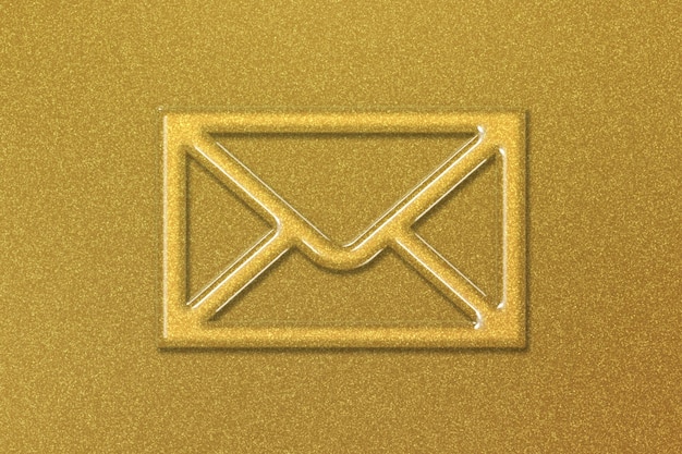 Mail-Zeichen, Mail-Symbol, E-Mail-Symbol, goldener Hintergrund