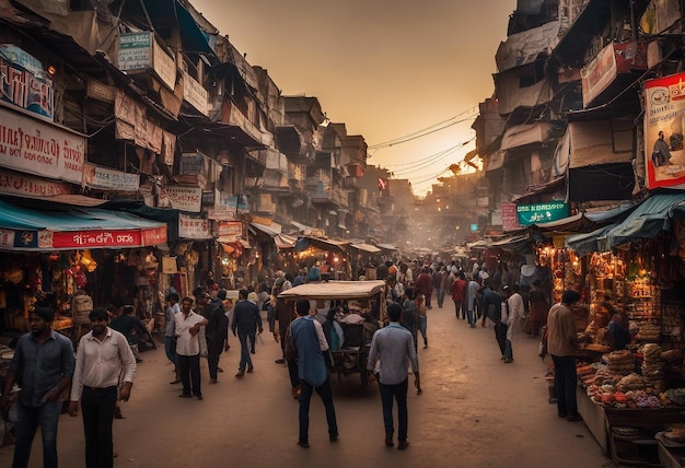 Main Bazar tarde da tarde Paharganj Índia fotografia