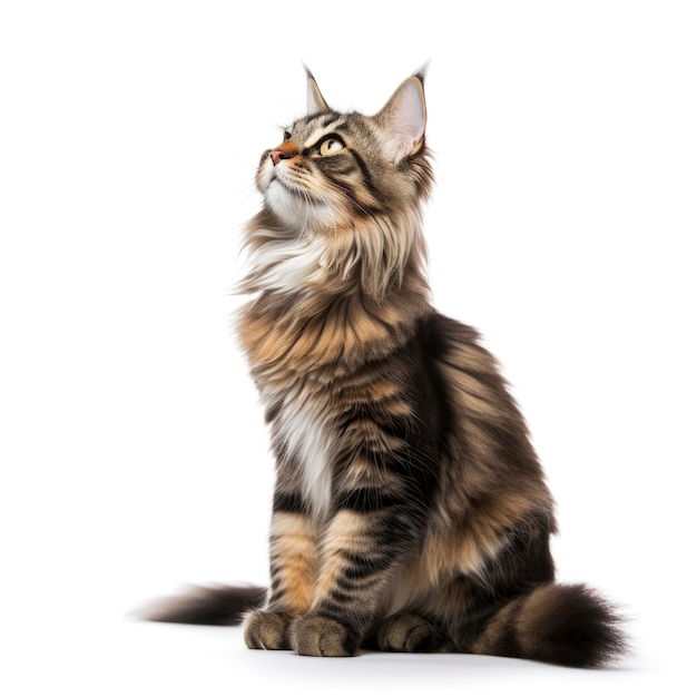 Maine Coon en fondo blanco aislado