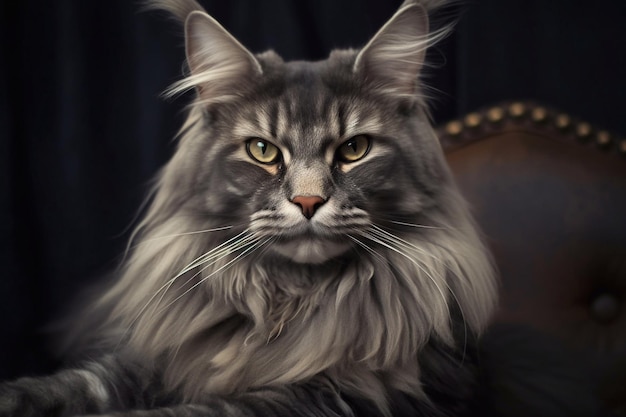 Maine Coon o gato Um gato de estimação bem cuidado