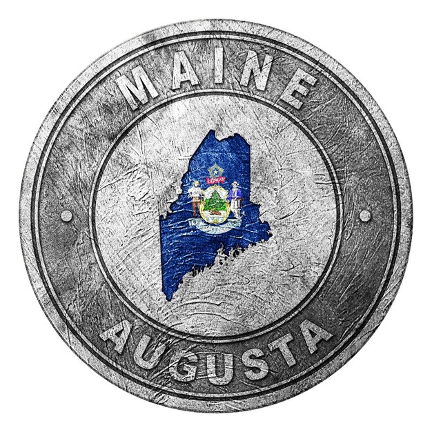 Maine Flag Button with Map