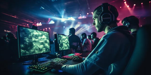 Foto maior competição de esports em um estádio generative ai