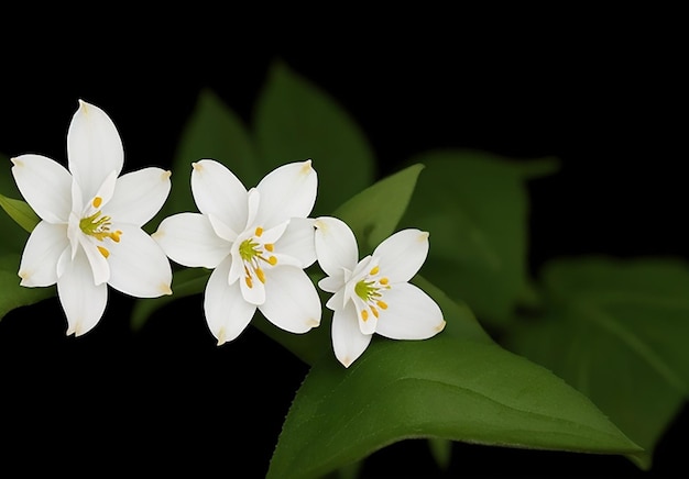 Foto mais de uma pequena nyctanthes arbortristis flores fundo escuro branco