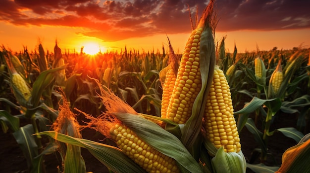 Maiskolben auf landwirtschaftlichen Feldern