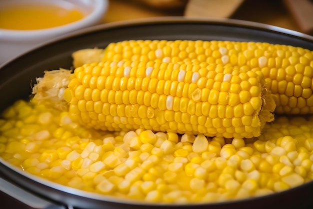 Maiskolben, die in einer Pfanne gekocht werden