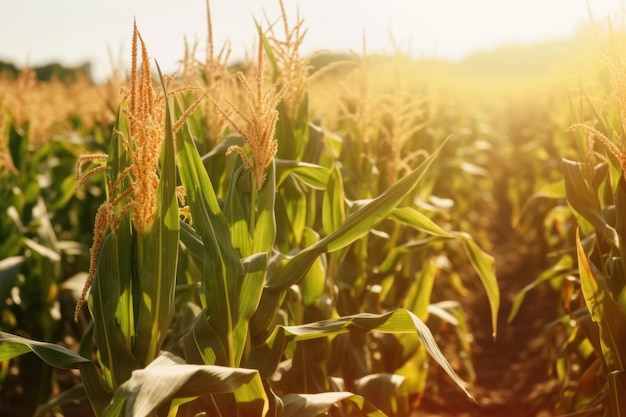 Maiskolben-Feldszene Landbewirtschaftung erzeugt KI