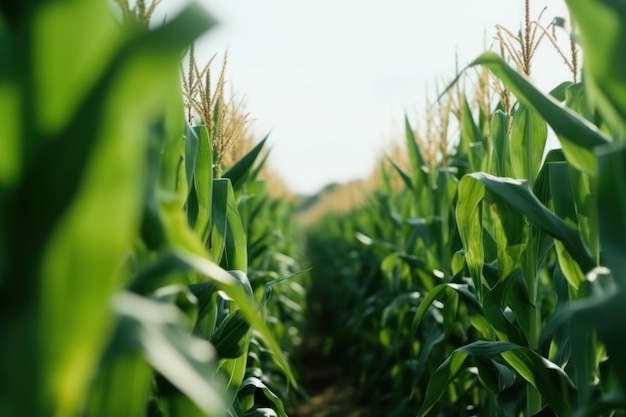 Maiskolbenfeld Natürliche landwirtschaftliche Lebensmittel erzeugen KI