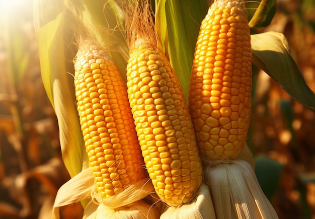 El maíz es una verdura amarilla de grano saludable