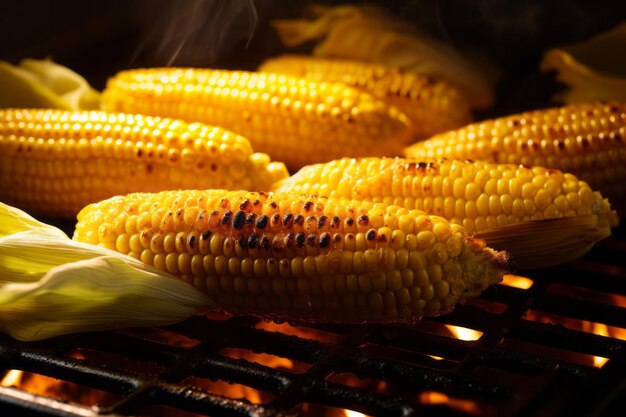 Maíz a la parrilla Delicia de barbacoa de verano Maíz foto