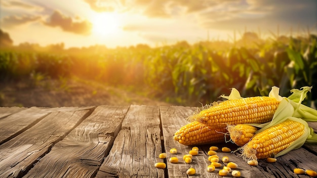 Maíz en el tallo en el campo orgánico para la cosecha
