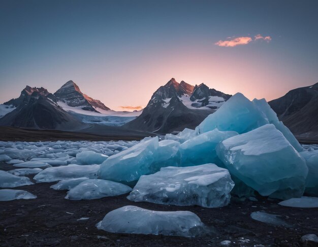 La majestad matinal de la montaña de hielo