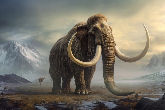 La majestad primitiva del poderoso mamut retrato de la edad de hielo